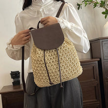 Crochet Straw Backpack Beach Bag